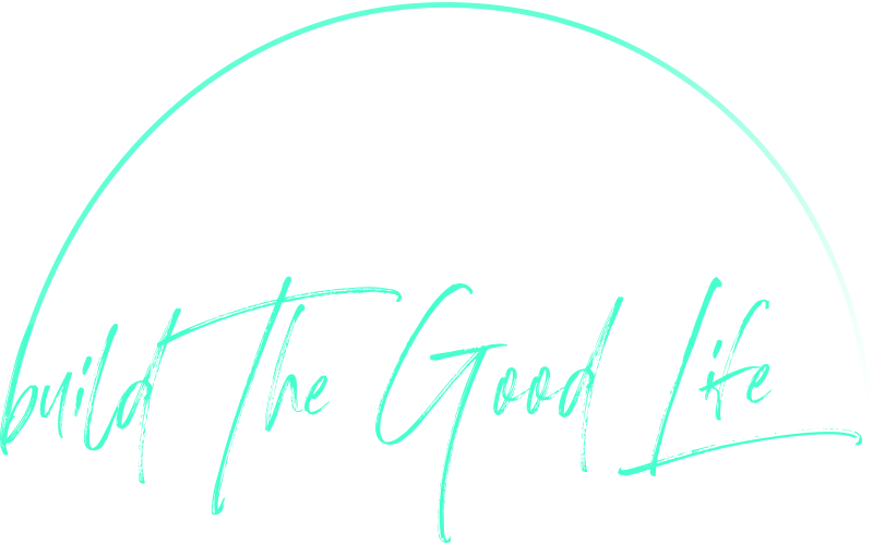 The Project TGL logo: The words "PROJECT TGL" appear in white, with a sweeping bright green half-circle drawn above them. Below are the words "build The Good Life" in a handwritten font.